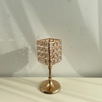 진심디자인 브라이트 크리스탈 골드 프레임 티라이트 C 사각 촛대 S, 혼합색상