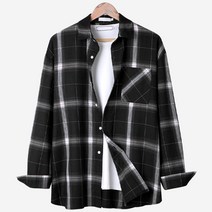 단군 남성용 4XL 오버핏 체크 남방 셔츠