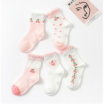 여아용 뿜뿜삭스 체리 공주 프릴 양말 5켤레 세트 B70