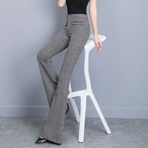 루나걸 여성용 마일로 모직체크 부츠컷 팬츠