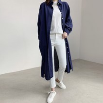 마이시즌 여성 채터 무지 롱 셔츠 원피스