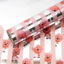 잔망루피 비닐 증착 롤 선물 포장지, 스트라이프, 1개