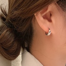 여성용 디아더컬러 써지컬스틸 라운드 볼드 링 귀걸이