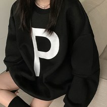 P 심플 베이직 빅알파벳 프린팅 임산부 맨투맨