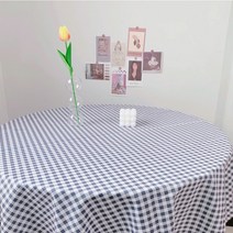 프랑온드 감성 체크 식탁보, 네이비, 70 x 100cm