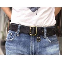 말가죽벨트 허리띠 남자 더블 핀 구리 버클 소가죽 천연