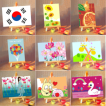 모모픽스페인팅 diy쉬운명화그리기 미니 10x15 작은 풍선 귀여운 케릭터 동물 과일 꽃 태극기 소형 그림 학교 수업 준비물, M06 수염난 토끼