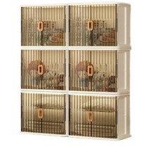 이동식 투명 접이식 서랍장 4단 6단 원룸 드레스룸 모듈 수납장, 폭 60 4개 회색 투명