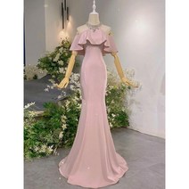 핑크 럭셔리 이브닝 드레스 신부 약혼 원피스 슬림 2부 피로연 결혼식2부 셀프웨딩드레스