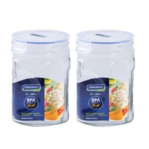 글라스락 사각 캐니스터 유리용기, 2개, 2L