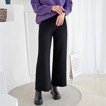 데일리앤 에번 여성 밴딩 롱 와이드 니트 팬츠