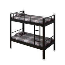 철제 2층 침대 성인용 벙커 프레임 사다리 복층 튼튼한, 1.2m x 2m 검정색침대판 + 매트리스