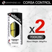 자전거 타이어Vittoria-코르사 컨트롤 로드 자전거 타이어 700 × 25C/28C 320TPI Graphene2.0 블랙/심황, 04 2Pcs 28C-Y