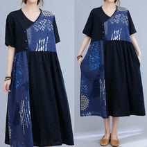 바바라옷장 빅사이즈 B-215108 롱 원피스/ 빅사이즈/루즈핏/임부복/엄마옷/린넨/쉬폰