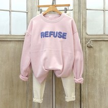 이힝 퓨즈 뽀글 레터링 기모 루즈핏 맨투맨