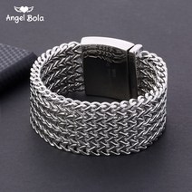 창가학회불단 불상 팔찌 30mm x 22cm 실버 색상 316L 스테인레스 스틸 5 배 폭스 테일 박스 링크 남성용 쥬, 01 A