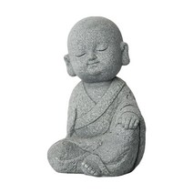 사암 부처님 스님 동상 인형 부처님 공예 장식품 데스크탑 사무실 장식 조각 컬렉션을위한 귀여운 작은 차, 다리에 한 손
