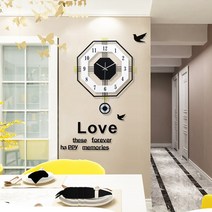 거실 가정용 사무실 수입 시계 무소음 인테리어 벽장식, 26인치팔각형 스몰 [40x50cm]