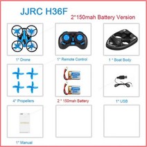 헬리콥터 RC 무선 헬기 Jjrc h36f rc 미니 드론 3in1 terzetto 보트 자동차 워터 그라운드 모드 에어 고도 홀드 헤드 helicopte for kids gift, 2-150mah battery