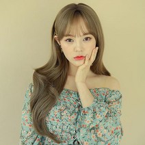 가발매니아 허쉬펌 65cm 수제통가발 프론트레이스 전체가발 긴머리, 카키베이지