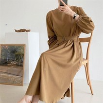 주식회사 브이와이 VY 여자 라운드 FW 롱 벨티드 민무늬 원피스 (9010719)