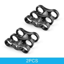 듀얼 홀 볼 클램프 커넥터 마운트 다이빙 수중 사진 카메라 하우징 암 비디오 라이트 손전등 시스템, 볼 클램프 x 2