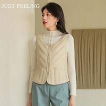 JUST FEEL!NG 경량조끼 겨울 심플 지그재그 숏 소프트 U넥 베스트 포켓 데일리 슬림핏 보온 경량 패딩 조끼 점퍼 누빔패딩 점퍼