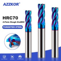 금속 밀링 커터 합금 코팅 텅스텐강 공구 CNC 가공 4 블레이드 러핑 엔드밀 AZZKOR HRC70