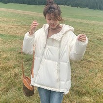 구스 벨트 롱 유광 패딩 코트 캐주얼 영국 빈티지 화이트 다운 푸퍼 자켓 파카 고딕
