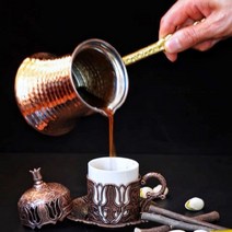 터키 커피 포트 메이커 주전자 카페 수제 구리 막대, 190ml (하단이미지 참조)