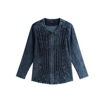 빅사이즈원피스 77 88 99 4XL-5XL 여성 플러스 사이즈 데님 재킷 여성 캐주얼 하이 엔드 스트레치 니트 데님 재킷 어깨 패드 데님 재킷