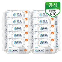 깨끗한나라 손소독 티슈 99.9% 캡형 60매x10개 유해 세균 제거 물티슈, 60매, 10팩