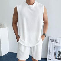 데일트 남자 여름 오버핏 플리츠 나시 티셔츠