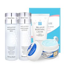 화이트닝 대용량 4종(미백스킨+미백로션+미백대용량크림+수분크림30ml+팩1매) -미백기능성, 1세트