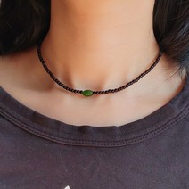 블랙 오닉스 비즈 데일리 목걸이 2컬러 블랙 그린