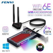 Fenvi FV-AXE3000 와이파이 6E AX210 블루투스 5.2 무선 5374Mbps 2.4G/5GHz/6G 와이파이 802.11AX/AC PCIE, FV-AXE3000RGB