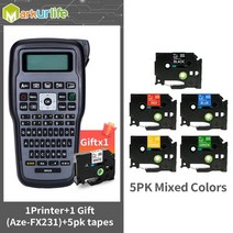휴대용 링 기계 무선 쿼티 키보드 기호 용 러 형제 프린터와 호환 가능 감열 감열지 라벨 자동차 네임택 스티커 제작, 1gy 추가 5pk-mix2, 우리 플러그
