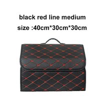 자동차 트렁크 정리 수납함 PU 가죽 인테리어 부품 차량 용품, [06] Black Red Medium1