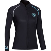 프리다이빙슈트 웻슈트 웻수트 Wetsuit Top 남성용 1.5mm 네오프렌 잠수복 재킷 전면 지퍼 긴소매 수영, 02 Women Black_06 Large