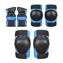 스포츠용품 액세서리 6pcs 팔꿈치 패드 손목 야외 스포츠 보호 키트 인라인 스피드 스케이트 레이싱 자전거, 02 파란_03 L