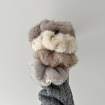 하트 페이크 밍크퍼 곱창 헤어끈 4color
