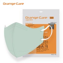 국산 새부리형 2D 컬러 오렌지케어마스크 L대형 민트 10매