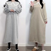매일리룩 레이스 프릴 세라 카라 기모 러블리 롱 원피스