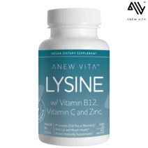 L- Lysine 라이신 500mg 리신 60캡슐 비타민B12 아연 비타민C 미국 직구 아뉴비타, 1병