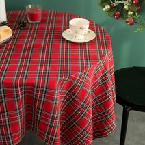 살림하는집 크리스마스 테이블보 연말 홈파티 캠핑 체크 식탁보, 6인 (140×200cm), 레드