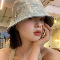 청벙거지모자 데님버킷햇 연청 여자 산책 캠핑 워싱