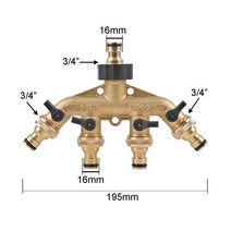 물호스 주름 PVC 화장실 농업용 3/4 인치 2/4-웨이 황동 정원 호스 분배기 탭 y형 야외 수도꼭지 용 급수, 15 O