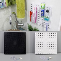 SOCEAN 도구 소품 수납 걸이 벽부착 타공판 페그보드 고리 꽂이 보드 케이스 홀 키친 행거 벽면 인테리어 수납장 작업대 벽걸이 공구함 쥬얼리 타공 진열대 월스페이스 진열장 붓 걸이 연필꽂이 서예 수공예 학원 구멍 뚫린 수납판, 검정