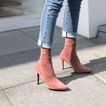 7cm 9cm 스웨이드 스틸레토 스판 삭스 앵클부츠힐 4컬러