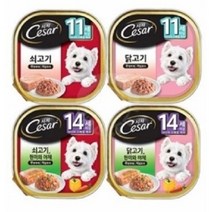 와와펫 시저 11세 노령견 주식캔 쇠고기 닭고기 6개씩 12개, 닭